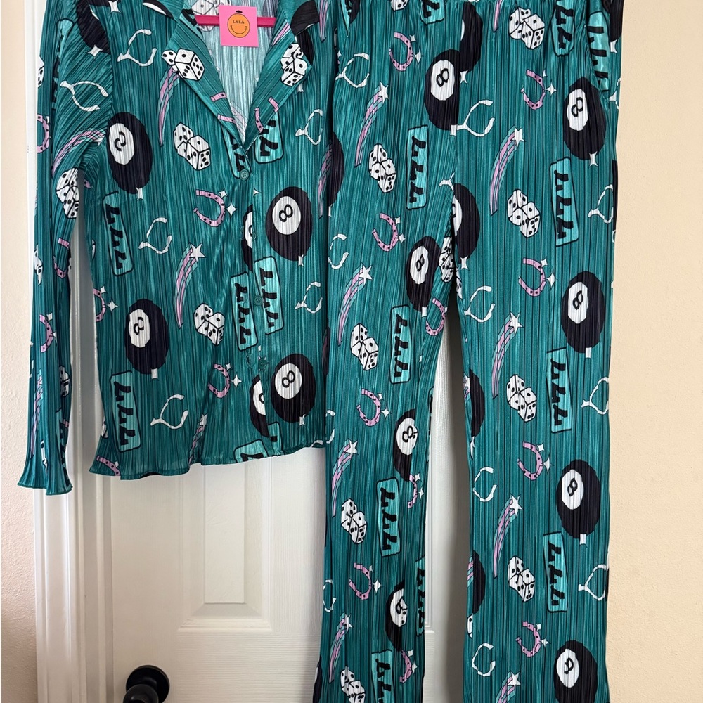 Dressed in LALA Teal Print Women's 2 pc Set